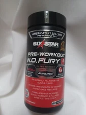 Six Star Muscletech Pre-Workout N.O. Fury Elite Series 60 Cap Exp 5/25 