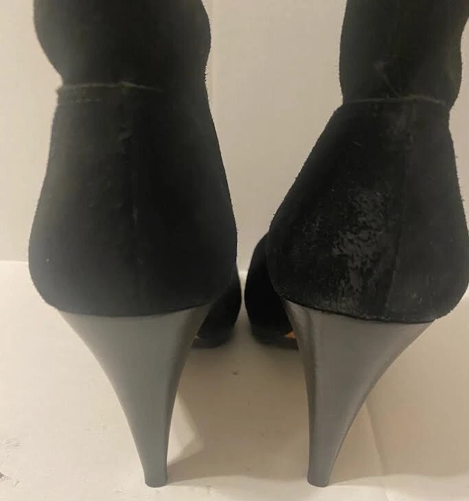 Botas Cole Haan Mujer Talla 10b Negras Medio Pantorrilla Cuero Gamuza Tacón Foto 3 de 4