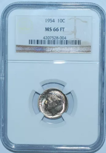 1954 NGC MS66FT Full Torch Roosevelt Dime