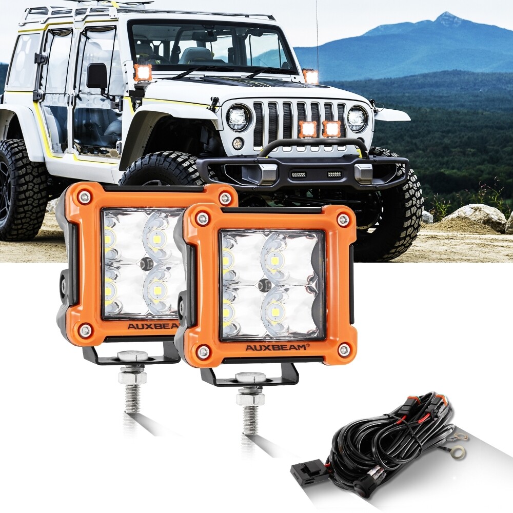 AUXBEAM 3Inch LED Cube Pods Work Light Bar Spot Driving Fog Offroad ATV ...