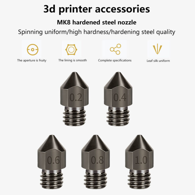 5 pz CR 8 CR10 stampante 3D durevole acciaio temprato 1 0 mm ugelli MK8 0 2 mm 0 4 mm-