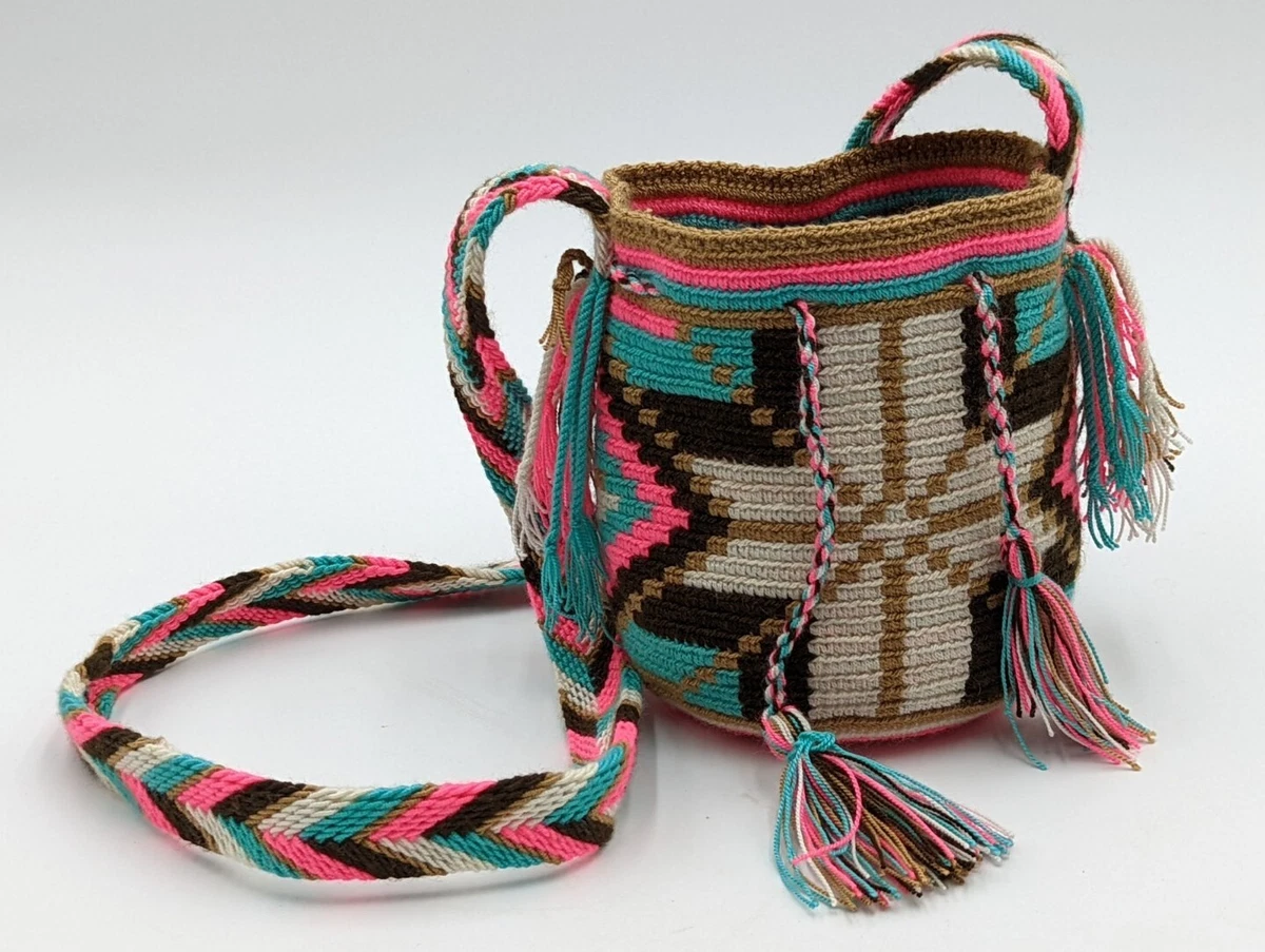 Amazoncom Wayuu Shoulder bag with Poms Multicolor Cotton Handmade Fair  Trade Mochila Wayuu from Colombia  Handmade Products