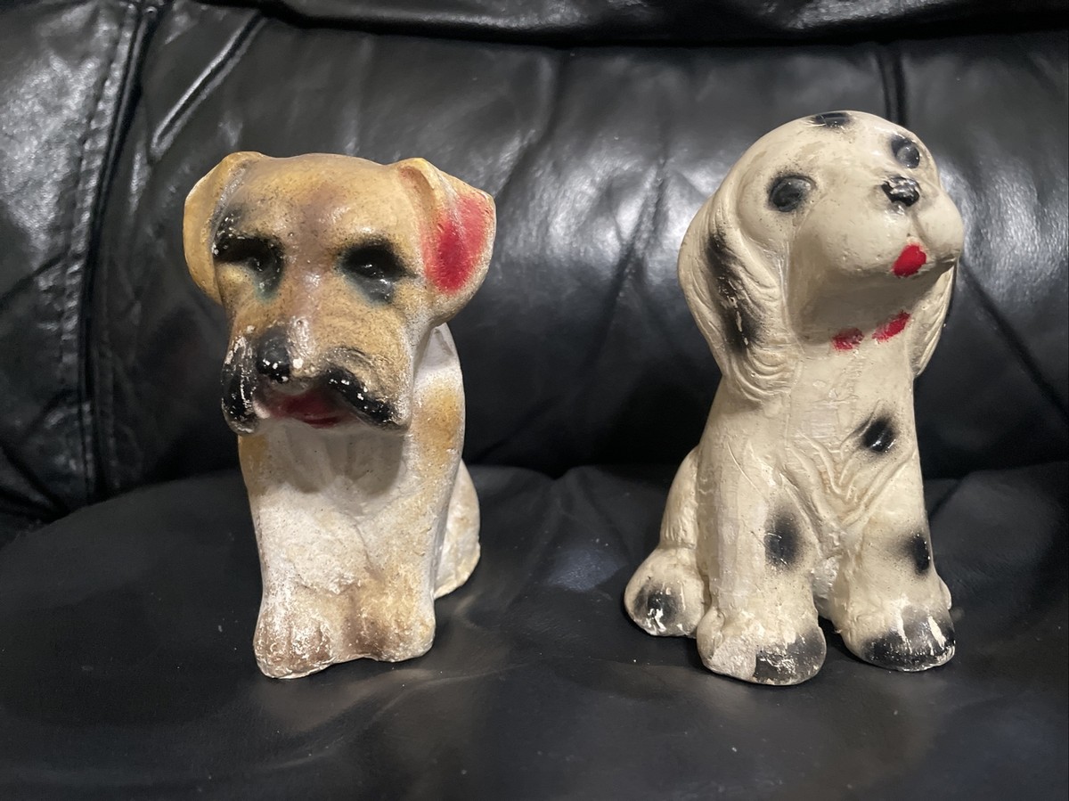 2 Vintage Chalkware Dogs Figurine Statues 4