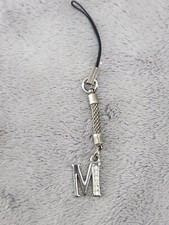Metal Sparkly Rhinestone Letter Initial M Phone Charm