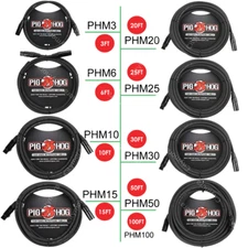 Pig Hog PHM3/6/10/15/20/25/30/50/100 High Performance 8mm XLR Microphone Cable  