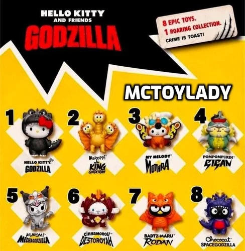2026 McDONALD'S HELLO KITTY GODZILLA HAPPY MEAL TOYS! READY TO SHIP!