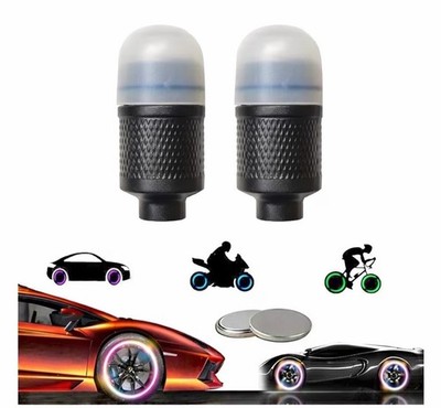2X LED Yellow Light Flashing Tire Wheel Valve Stem Cap WATERPROOF Car Truck Bike