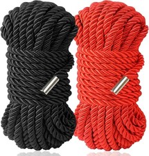 Silk Rope Long Rope, Skin Friendly Soft Durable, 1Black 1Red, Black, Red