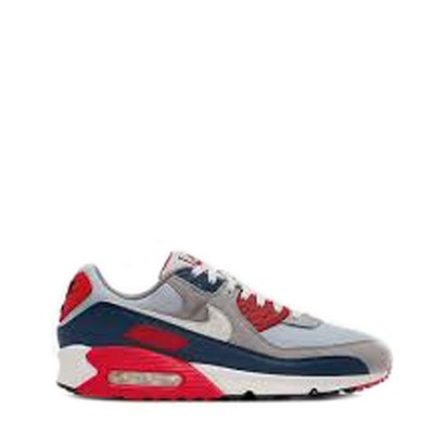 Nike Air Max 90 Men's Shoes Light Smoke Grey Armory Navy Fire Red DM0029-005 New