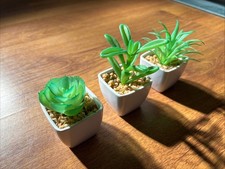 3 Pack Small Artificial Mini Plants for Indoor White Bathroom Access