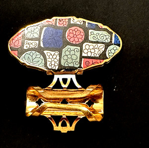Vintage Gold-toned metal "Stratton" lipstick holder with attached oval mirror