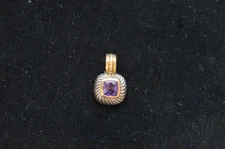 David Yurman 925 Silver 14K Yellow Gold Amethyst Albion Enhancer Pendant