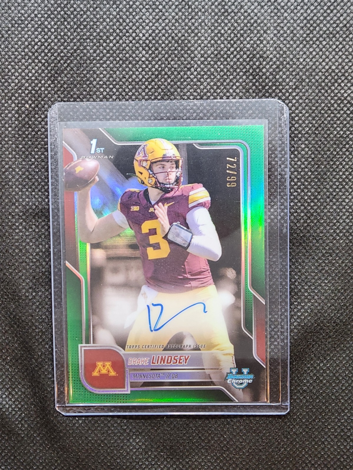 2025 Bowman University Chrome Drake Lindsey 1st RC Green Refractor Auto /99