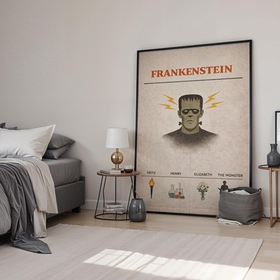 Frankenstein Retro Minimal Movie Kunstdruck | Filmposter | Leinwand & gerahmt
