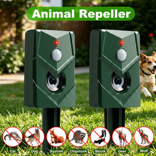 2X Ultrasonic Garden Deterrent Repeller Battery Animal Bird Scarer Pest Fox Dog