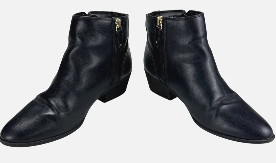 Dr Scholl's American Lifestyle Beckoned Negro Botines Mujer 8M Cuero Cremallera Foto 2 de 4