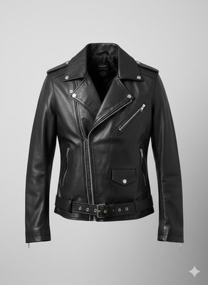 Genuine Black Leather Motorcycle Jacket Women s - Quilted Inner - Size L