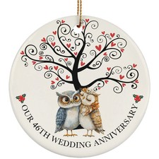 Owl Couple Romantic 46 Years Ornament 46th Wedding Anniversary Christmas Gift