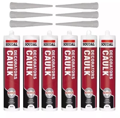 Decorators Caulk x6 Soudal Chalk Sealant PACK OF 6 Paintable Flexible Fast Dry