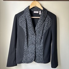 Chicos Black  Leopard Print Blazer Size 1 New With Tags