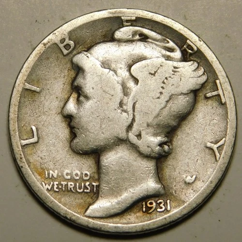 1931 S Mercury Dime 90% Silver G-VG   "Actual Coin Pictured- Not Cleaned"