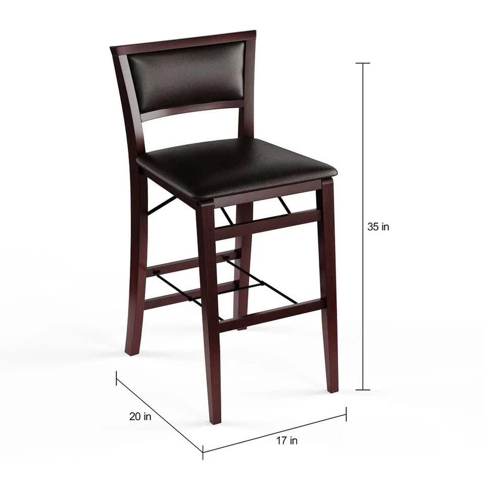 Folding Bar Stool Faux Leather Upholstered Kitchen Counter 24" Height 250 Lb Cap - Image 4 of 4