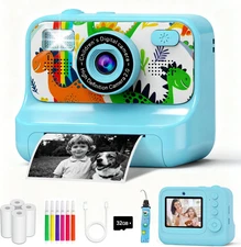 Kids Camera, Upgrade Kids Camera Instant Print, Front Rear Dual Selfie Digital C