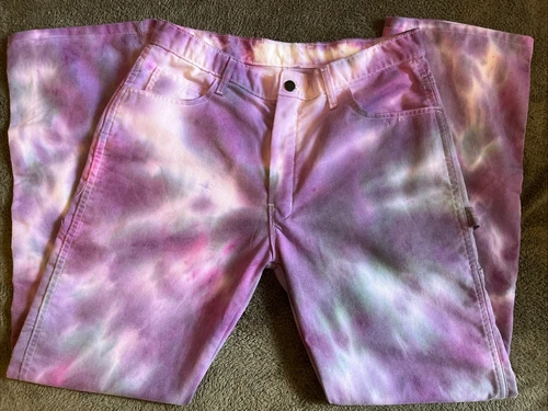 Pantalon homme Dickies Tie Dye 34x34 violet rose gris blanc skateboard suprême
