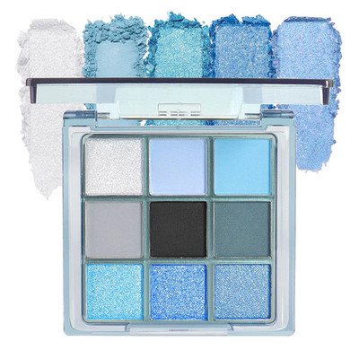 Light Blue Eyeshadow Palette, Matte & Shimmer Glitter Blue Shadow for Eye Makeup