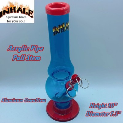 INHALE ️ 1.5x10'' MUSHROOM ACRYLIC Hookah WATER PIPE w PULL STEM MADE IN USA