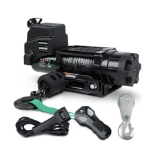 Winch with 1/4"×55 ft Synthetic Rope Electric Winch 12v 6000lbs, Trailer Wi