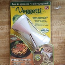 Veggetti Hand Held Manual Spiralizer Vegetable Cutter, White, Recipe Guide