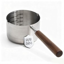 Dog-Cat Food Scoop 1 Cup   304 Stainless Steel Measuring Cup with Long Walnut...