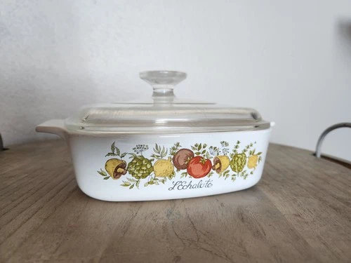 Rare Vtg Corning Ware L’Echalote Spice Of Life 1 Qt A-1-B Dish w/ A7C Pyrex Lid