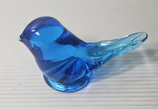Vtg Glass Blue Birds of Happiness Figurine  Signed Leo Ward 1992 Large
