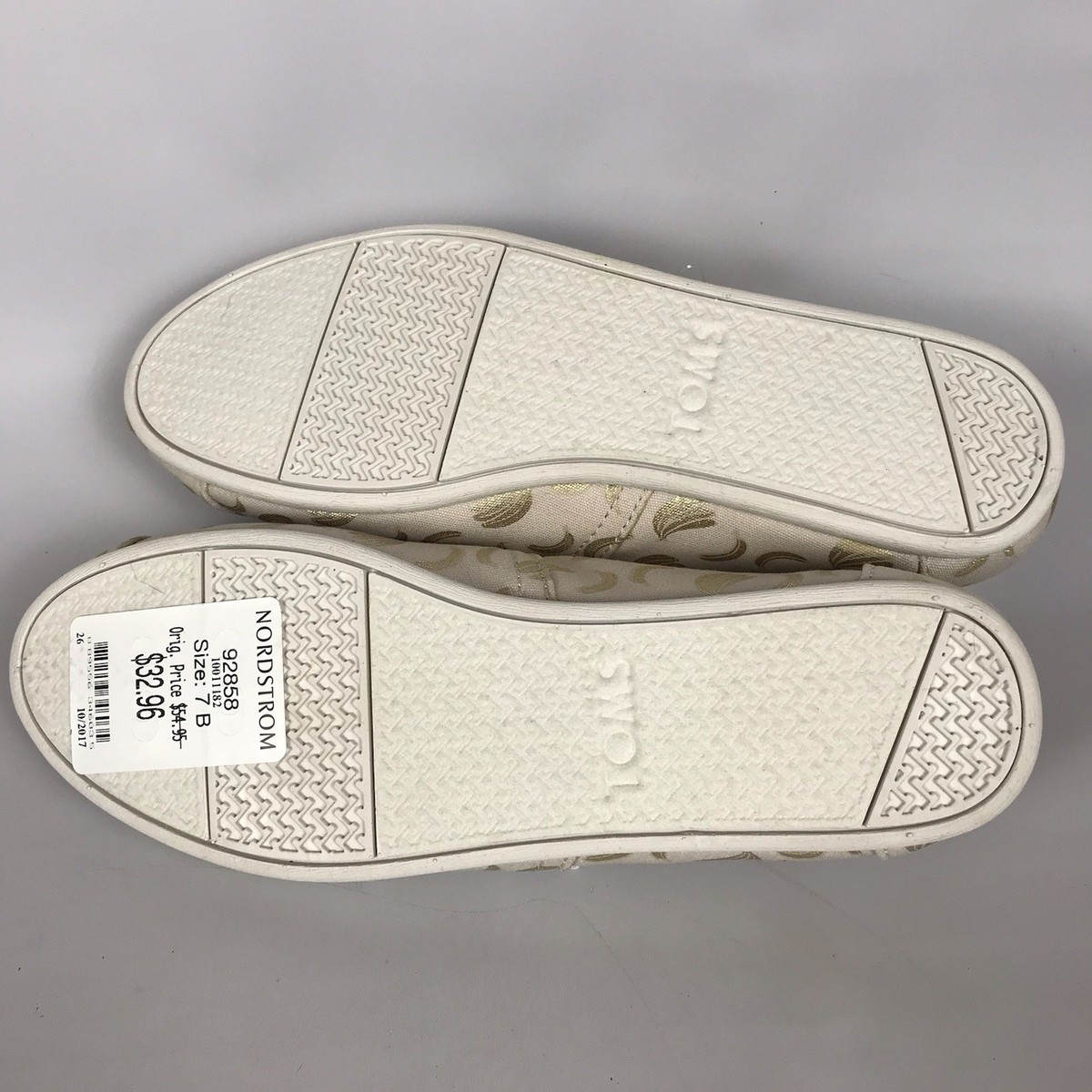 TOMS Classic Alpargata Slip-On Canvas Flats Shoes Womens Sz 7 Gold