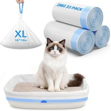 33 Count Jumbo Litter Box Liners 36" X 18",2mil Pre-Separated Cat Litter Bags wi