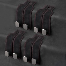 4 Pack Black Leather Car Headrest Hooks Purse Bag Storage Holders for Car Seats