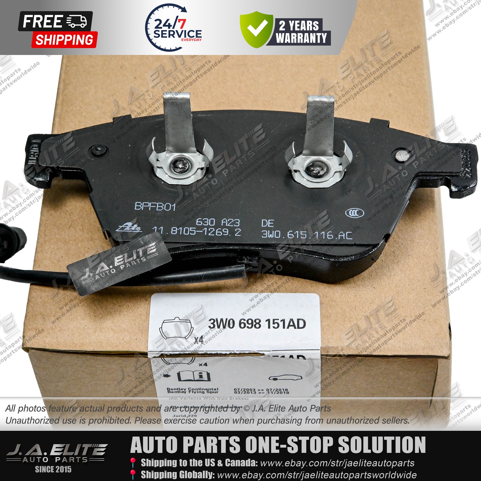 Bentley Continental GT 2006 Front Brake pad kits Set P/N 3W0698151AA
