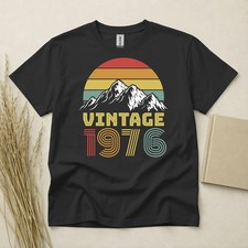 50th Birthday Born In 1976 Vintage Milestone Black Graphic T-Shirt