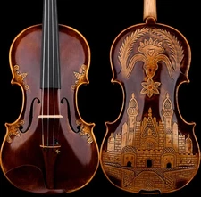 T30+ Master Antique Strad 1716 Copy Carved Castle Violin 4/4 European Wood Sweet
