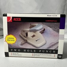 ACCO Two Hole Punch Model 50 35 Sheet Capacity Padded Handle Putty Made in USA