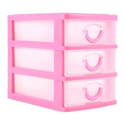  Durchscheinend Schublade Typ Kunststoff Aufbewahrungsbox (Rose Rot 3 Schic9832