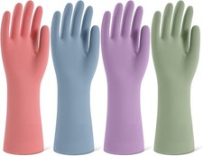 Rubber Cleaning Gloves for Dishwashing, 4 Pairs Reusable Kitchen Gloves for...
