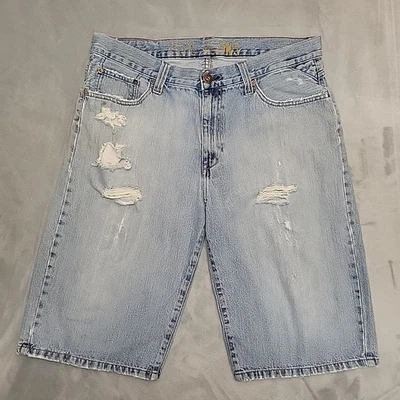 Pepe Jeans London Denim Shorts Men 34 Light Blue Distressed Y2K Grunge Skater - Image 1 of 4