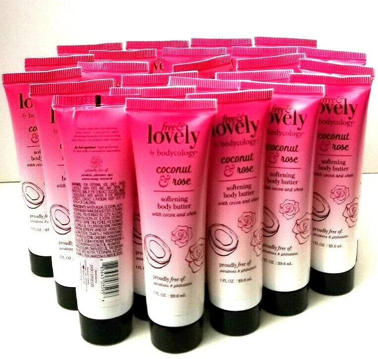 24 pk BODYCOLOGY Free & Lovely Coconut Rose Softening Body Butter 1oz ea Trvl Sz - Image 2 of 4