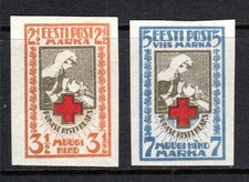 Estonia Stamp Scott #B5-B6, Semi-Postal, Red Cross, Imperf, MLH, SCV$4.00