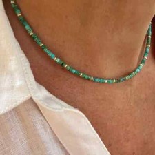 Arizona Turquoise Heishi Necklace Choker  AAA 3mm Natural Turquoise Beads