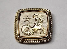 Vintage Tie Tack / Tie Pin  Gold SilverTone ARIES RAM Astrology Symbol Intaglio