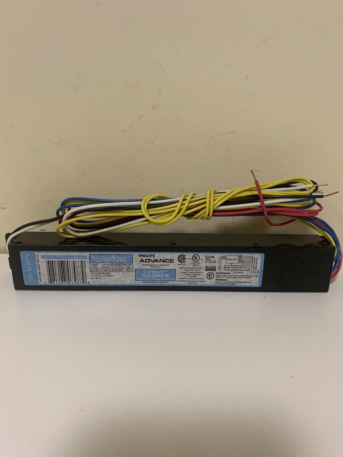 Philips Advance BALLAST, Centium ICN-2S40-N Rapid Start Electronic Ballast, New